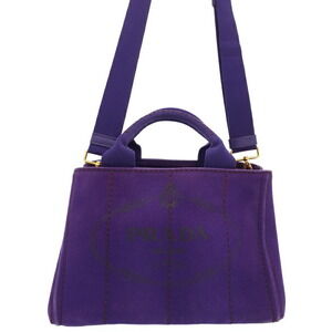 Prada Canapa Tote canvas handbag top handles 2way Purple